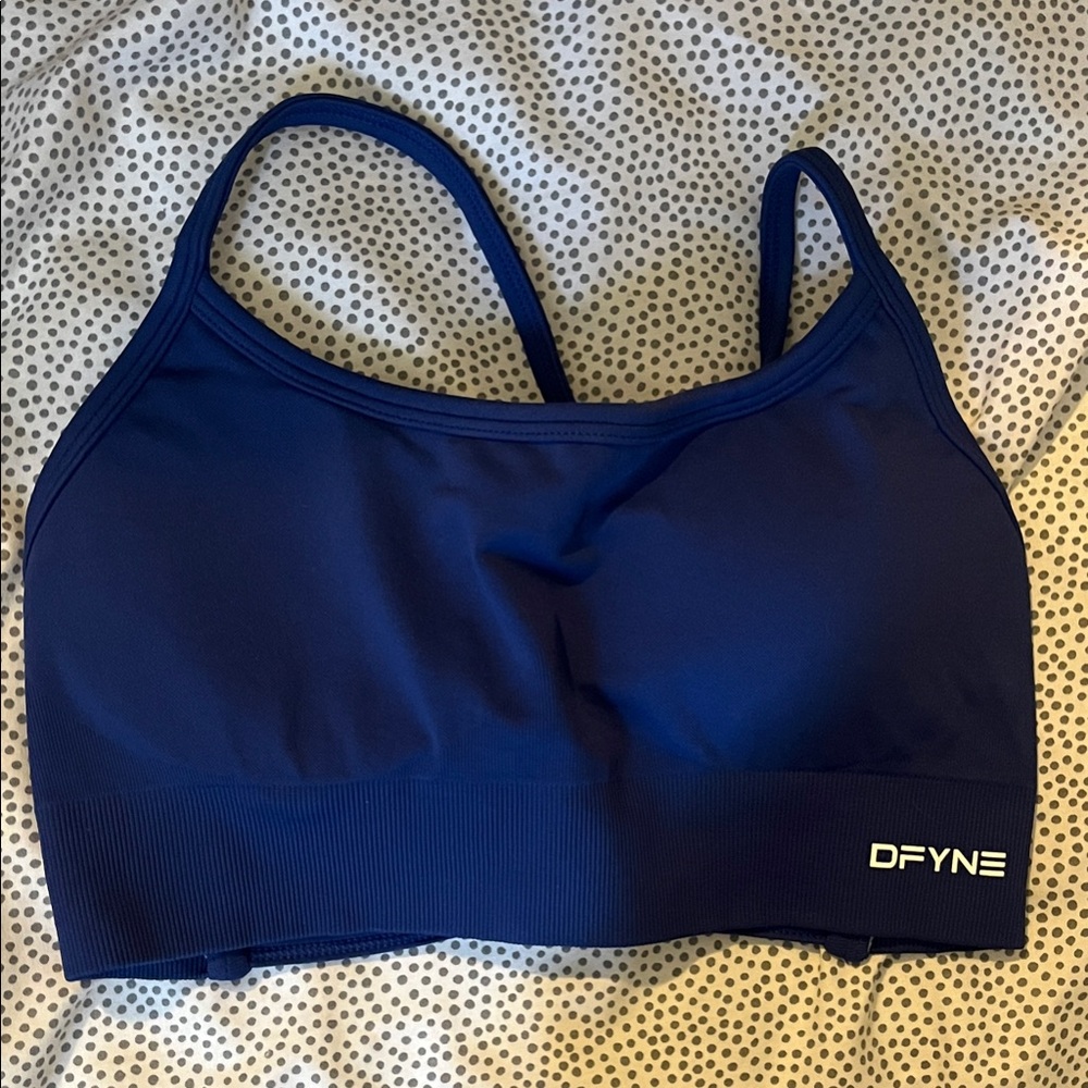 DFYNE Navy Blue Seamless Sports Bra